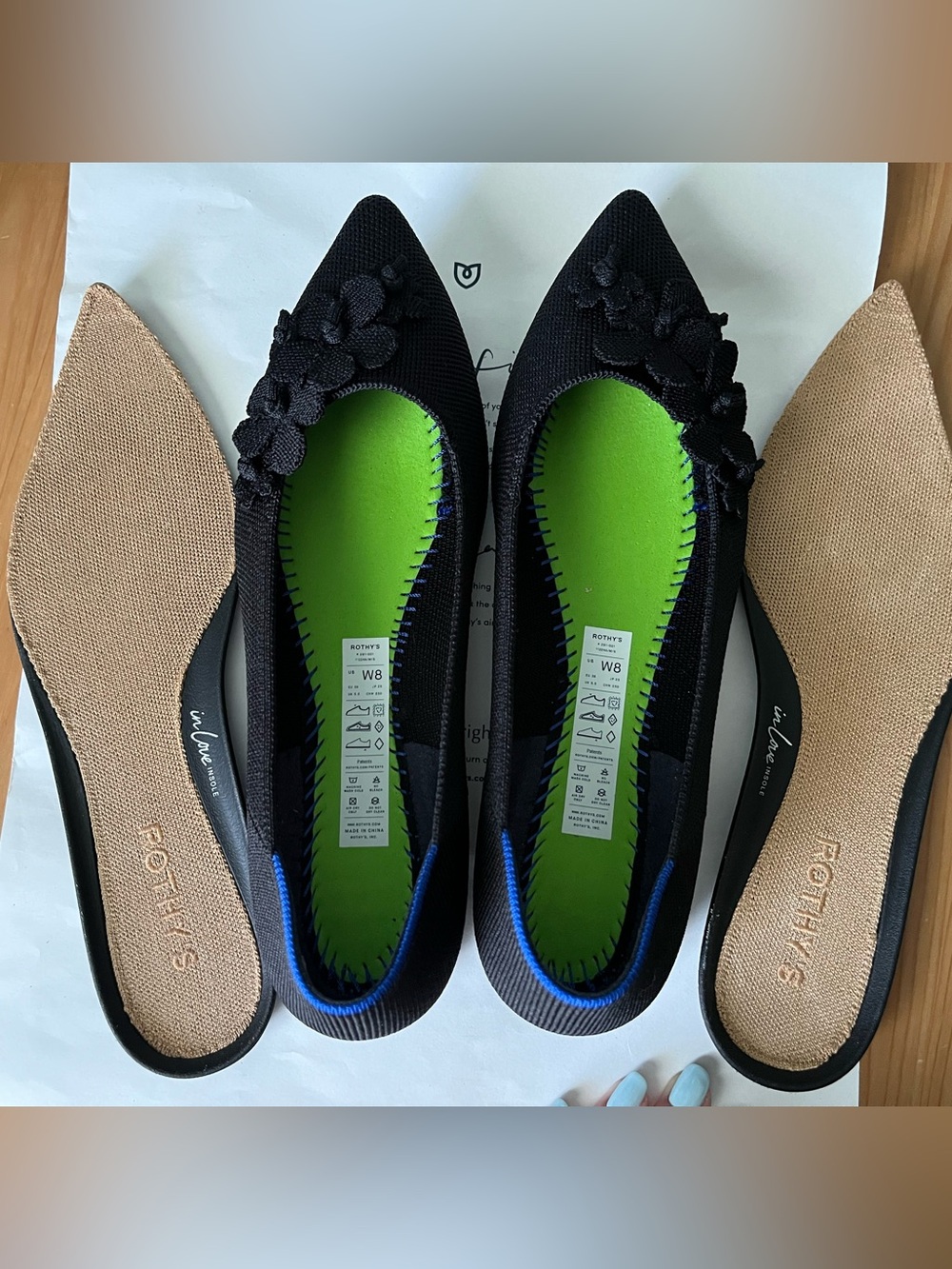 Rothy’s Black Flower Pointe Flats - Picture 11 of 12